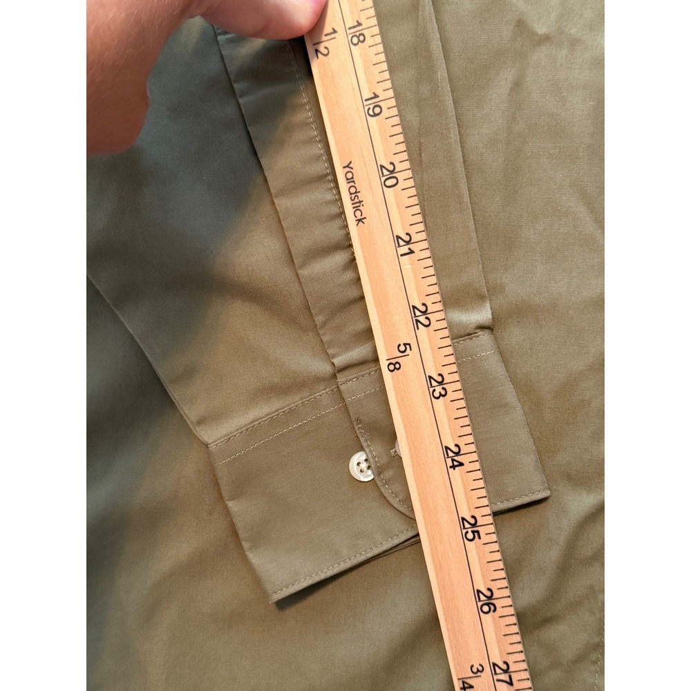 Van Heusen Mens Olive Green Poplin Dress Shirt Wrinkle Free 16 34/35 Long Sleeve - Picture 4 of 6